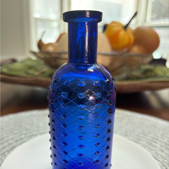 Spectacular Miniature Quilted Blue Poison Antique Dark Cobalt VTG Poison Bottle - Picture 10 of 14